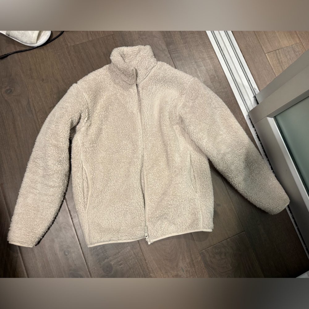 UNIQLO COTTON FLEECE ZIP UP JACKET BIEGE SIZE S